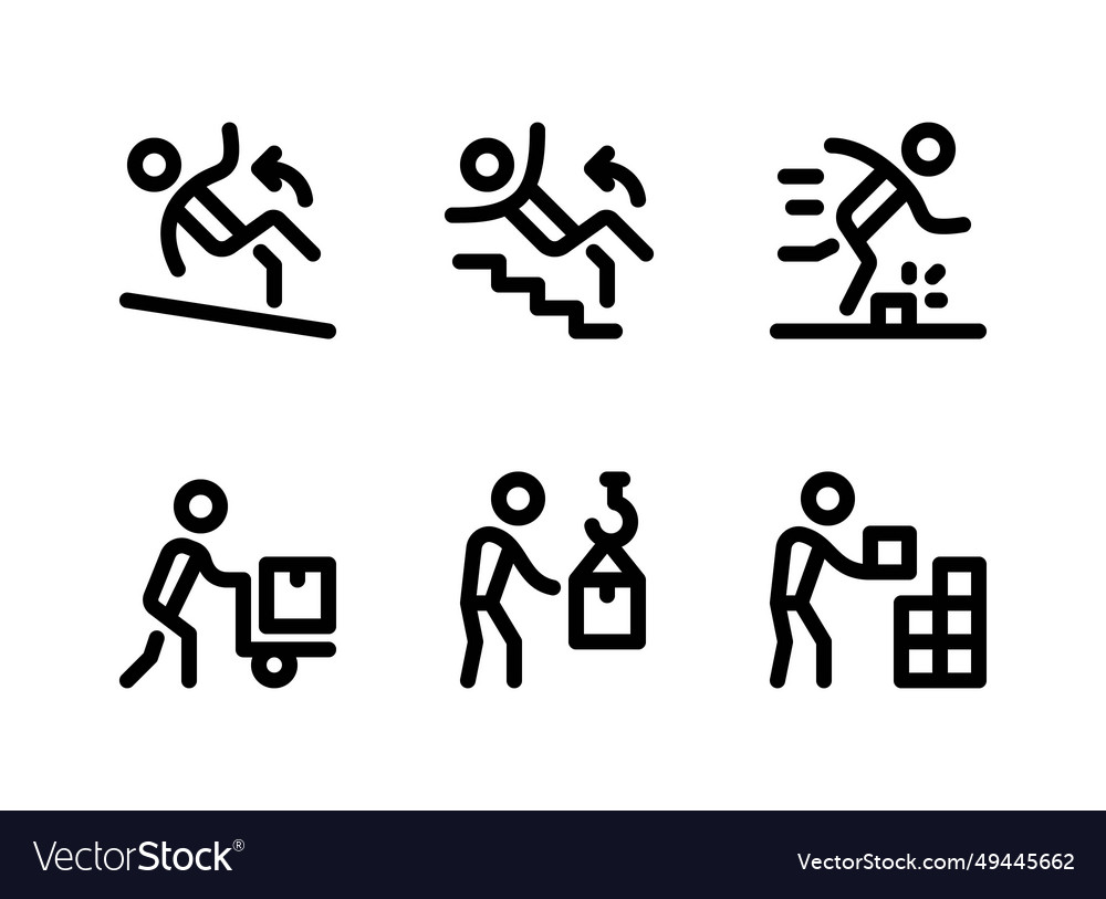 Simple set of worker activity related line icons