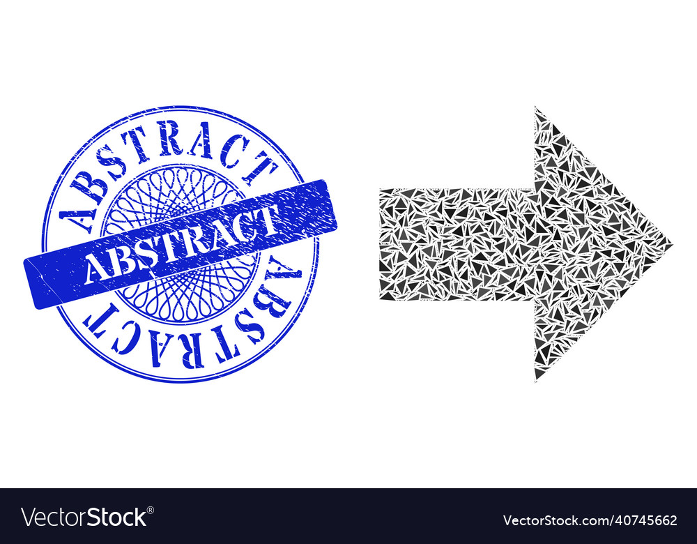 Textured abstract seal and triangle arrow right vector image Textured abstract seal and triangle arrow right