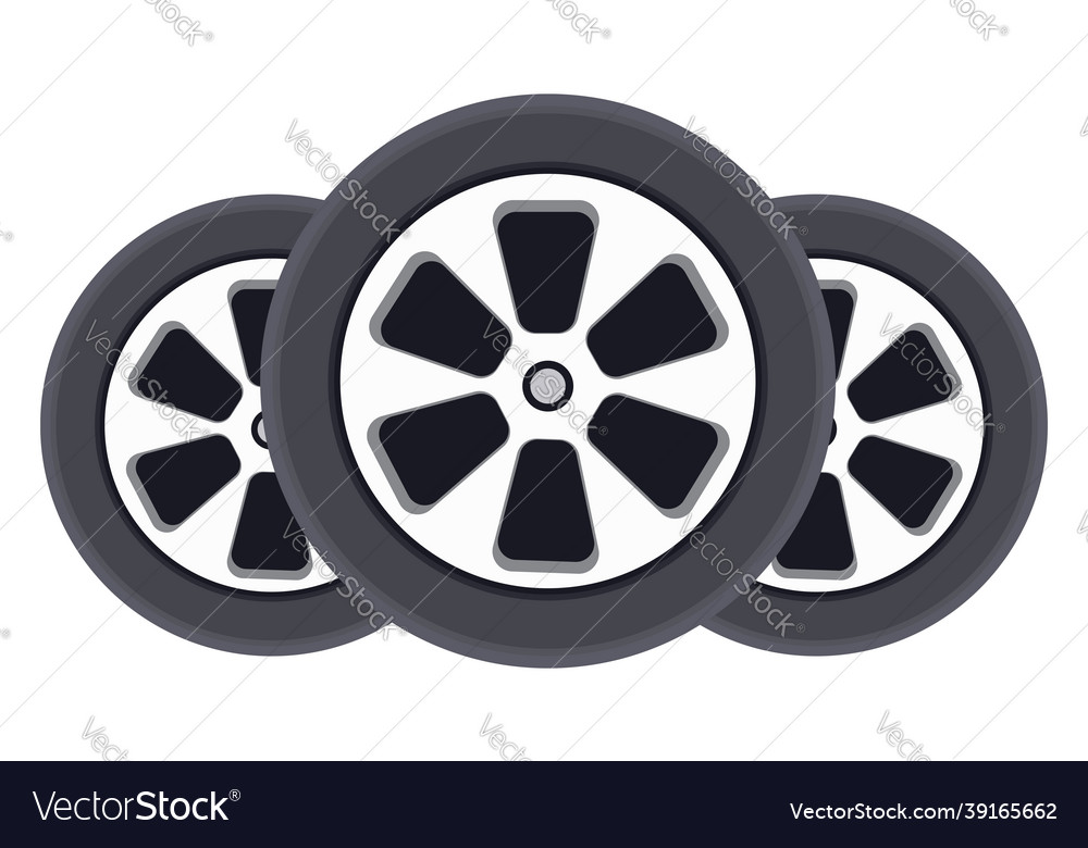 Three tires on a white background Royalty Free Vector Image