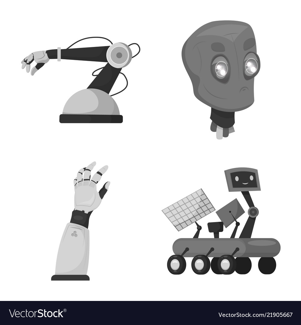 Isolated object of robot and factory logo vector image Isolated object of robot and factory logo
