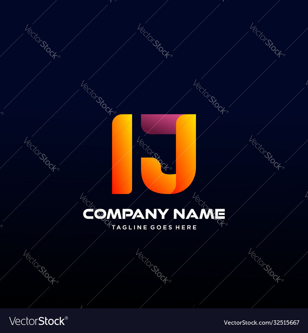 Letter ij initial logo with colorful Royalty Free Vector