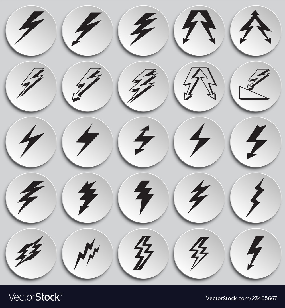 Lightning icon set on plates background vector image Lightning icon set on plates background