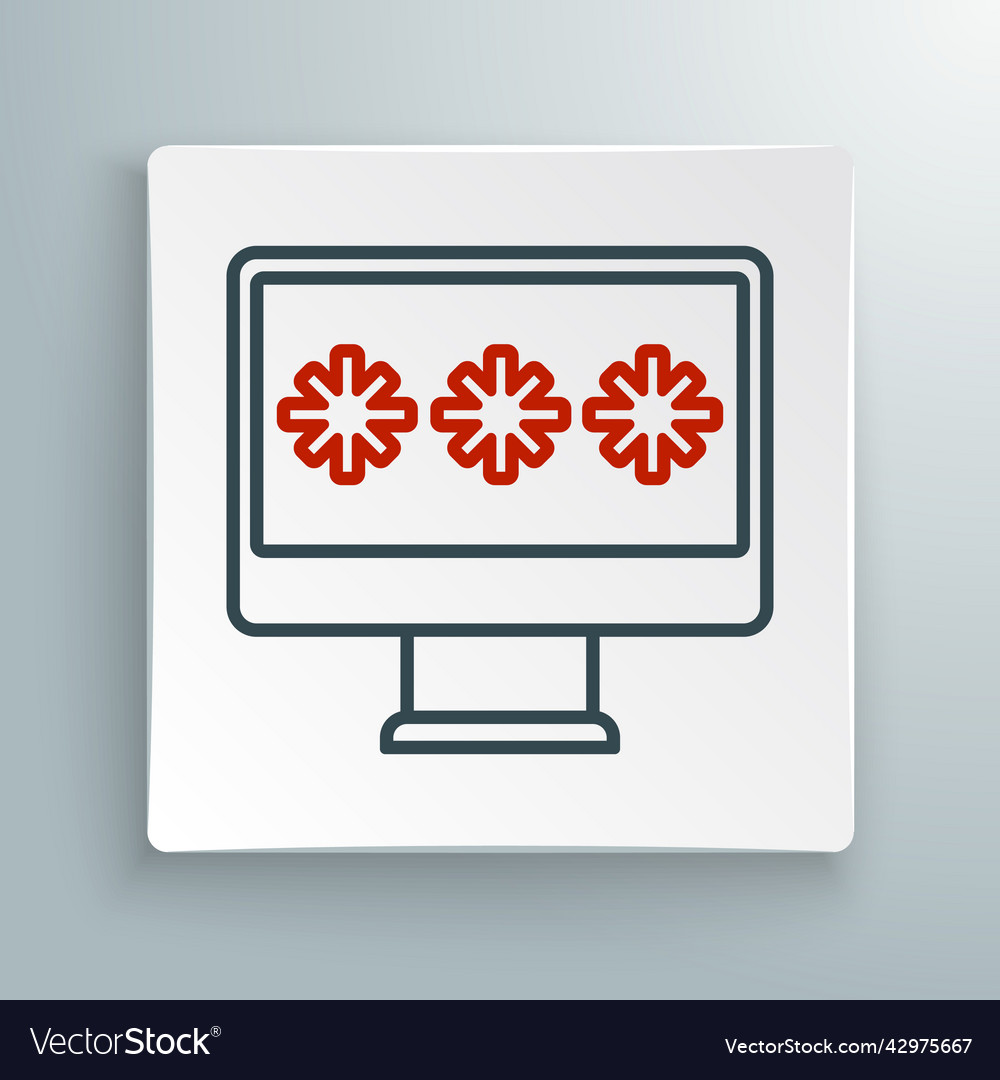 Line monitor with password notification icon vector image Line monitor with password notification icon
