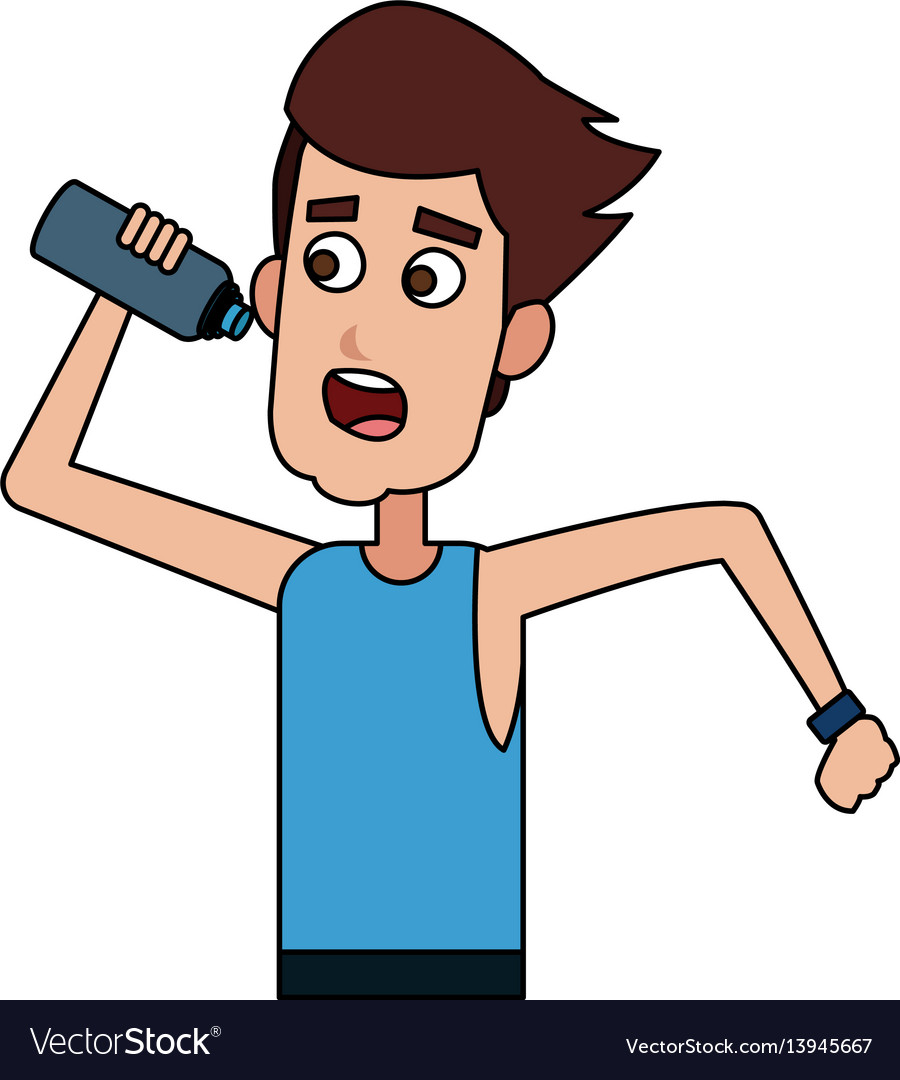 Man drinking water while running icon image