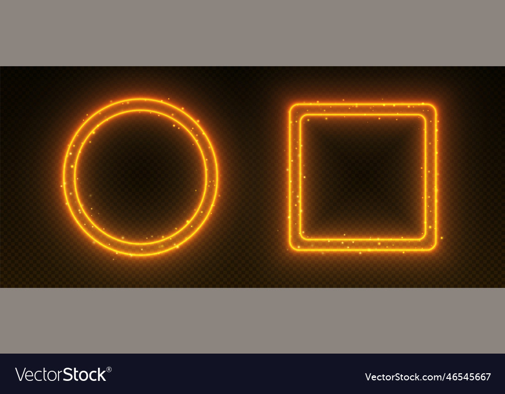 Neon frames glowing borders with sparkles orange Vector Image