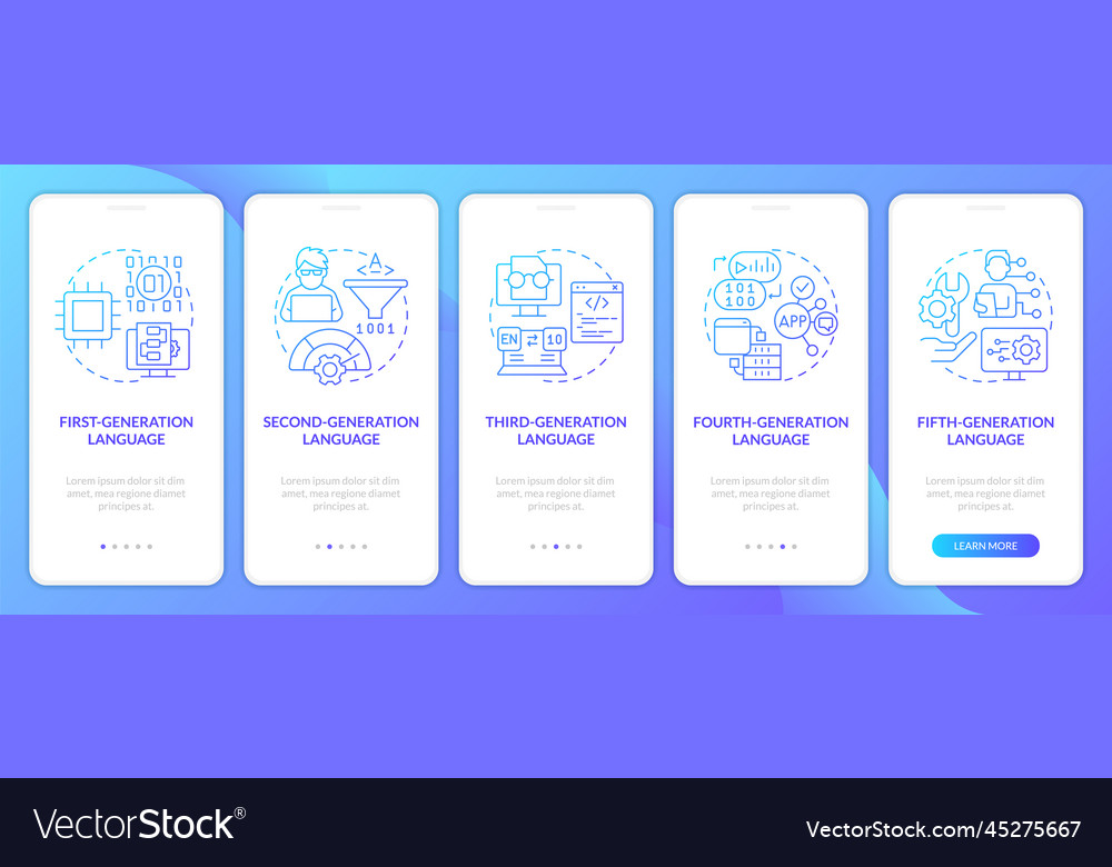 Programming language development stages blue Vector Image Programming language development stages blue