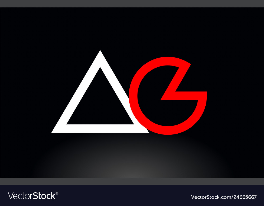 Red white alphabet letter ag a g combination Vector Image