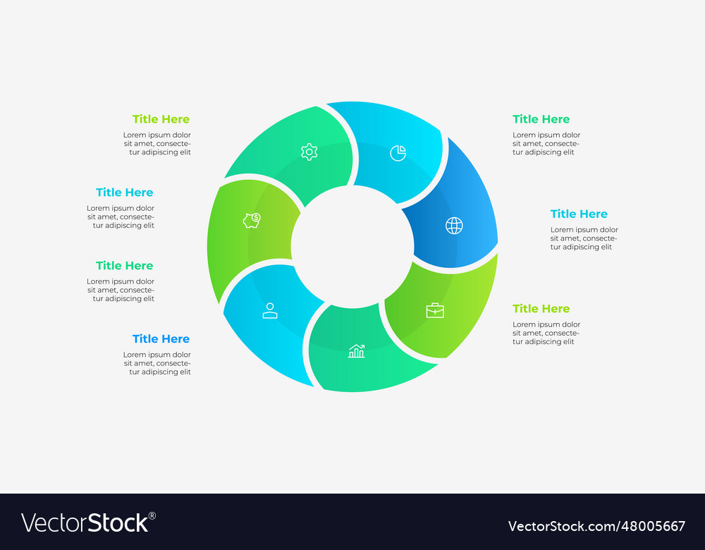 Round diagram divided into 7 segments concept Vector Image