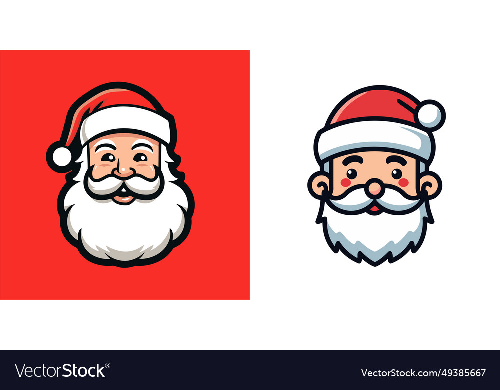 Santa claus face cartoon mascot character design