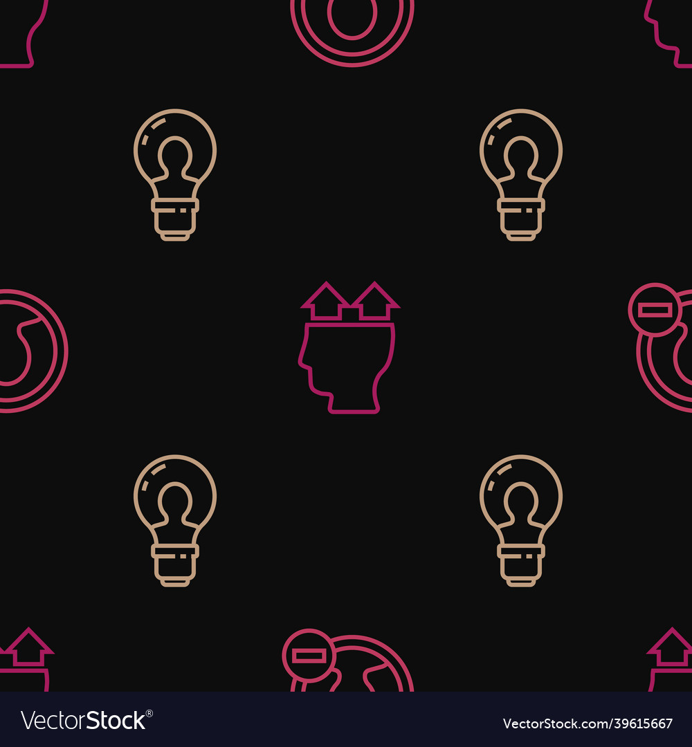 Set line create account screen head with lamp vector image Set line create account screen head with lamp