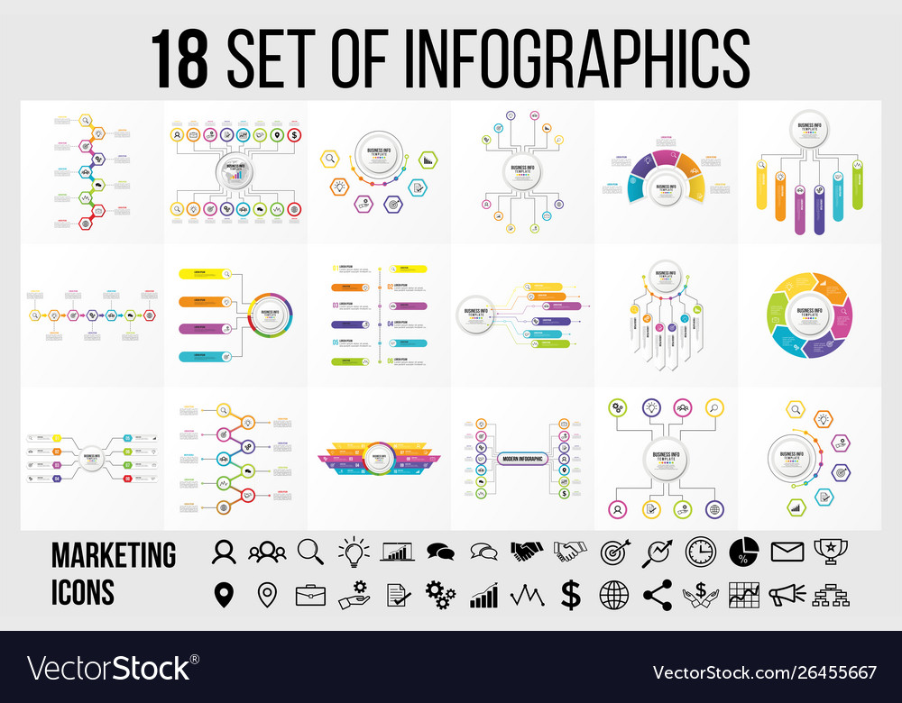 Set of infographics elements design template vector image Set of infographics elements design template