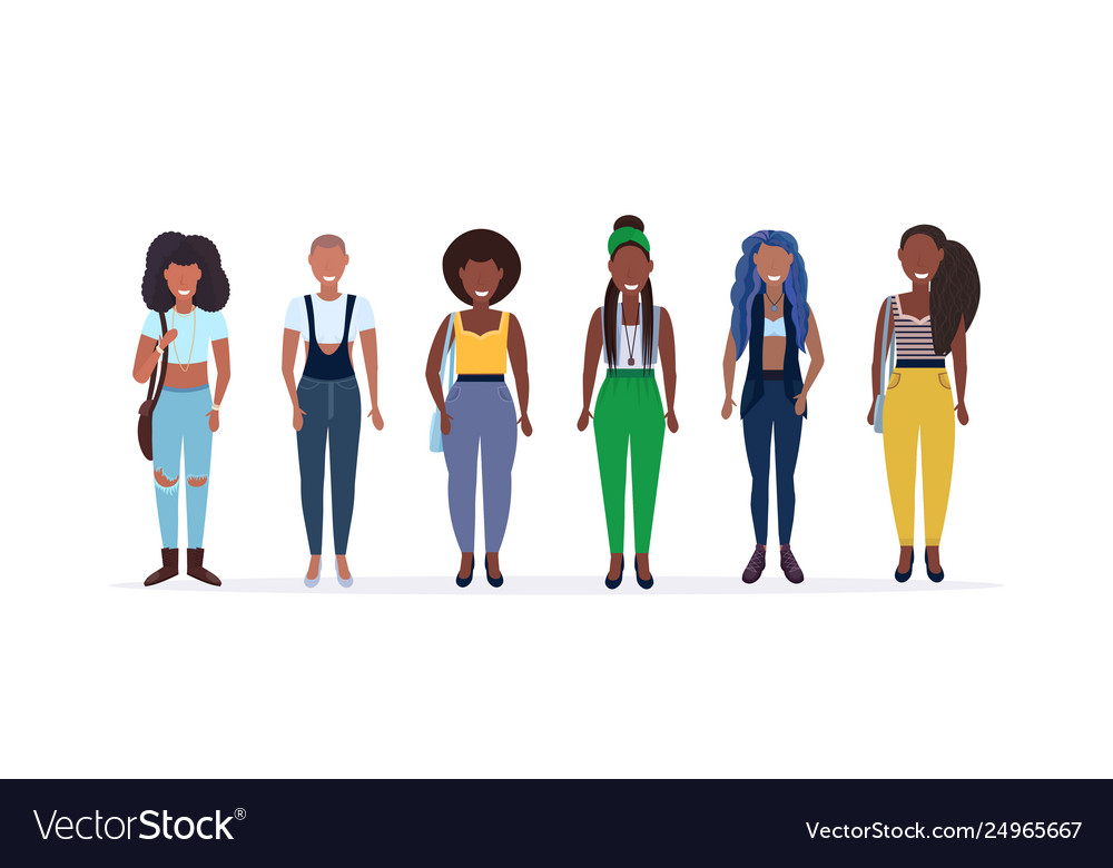 Smiling Women Group Cartoon