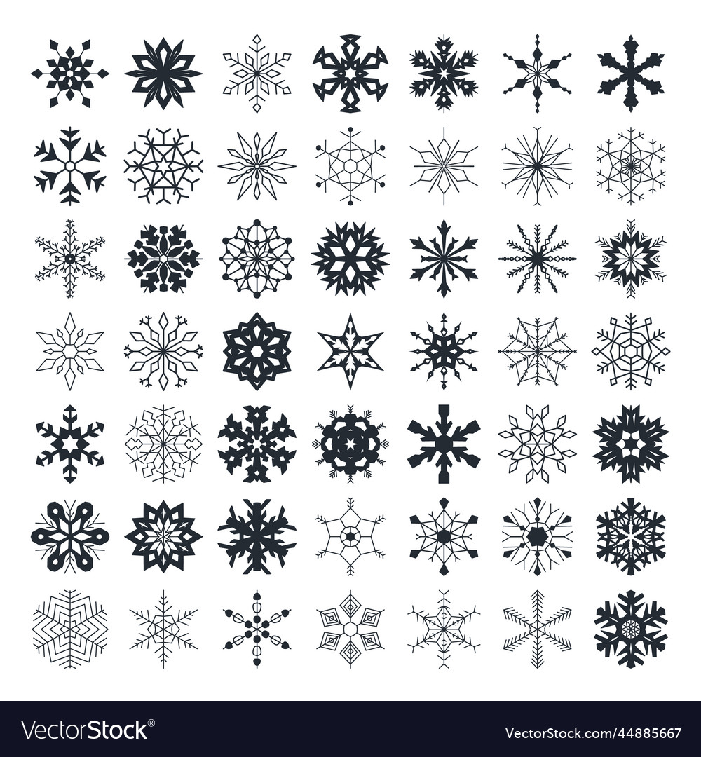 Snowflake set isolated on transparent background vector image Snowflake set isolated on transparent background
