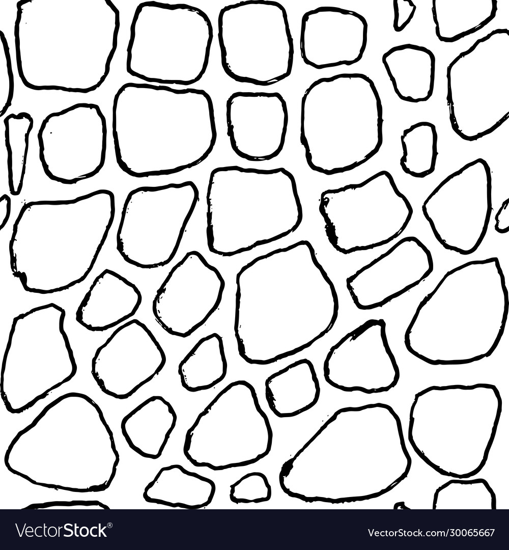 Stones handdrawn seamless black and white pattern Vector Image