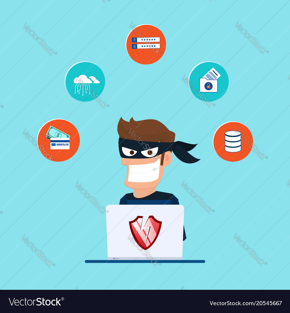 Thief hacker stealing sensitive data as passwords