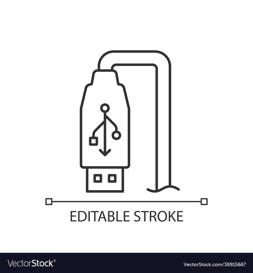 Usb output linear manual label icon vector image Usb output linear manual label icon
