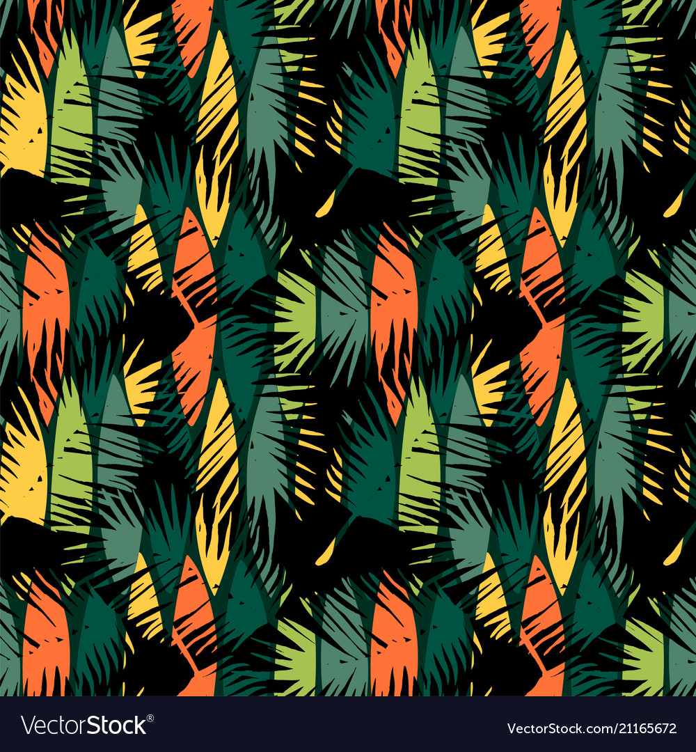 Abstract seamless pattern with tropical leaves vector image Abstract seamless pattern with tropical leaves