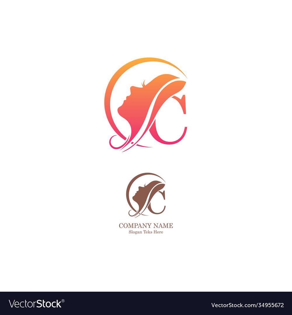 Beautiful face logo letter c icon in front design