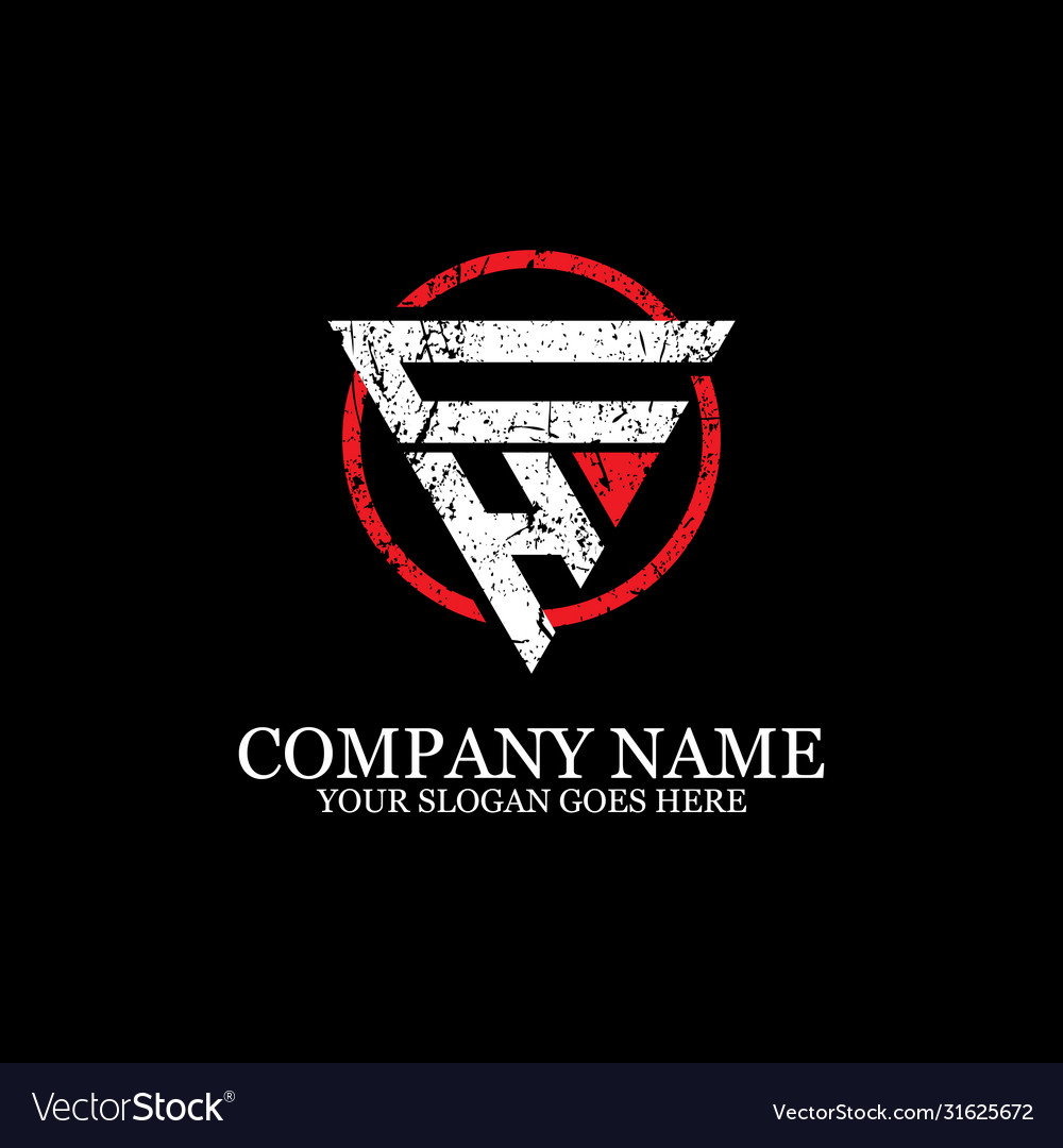 Ch initial name logo design with grunge style