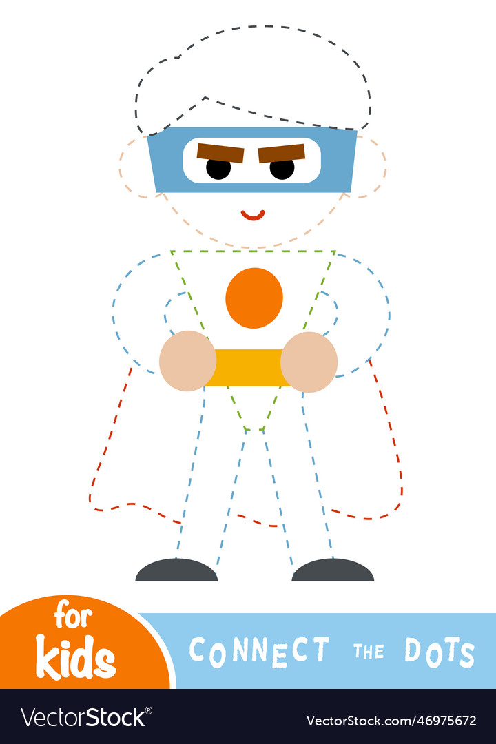 Connect the dots education game superhero vector image Connect the dots education game superhero