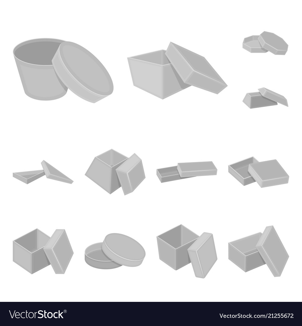 Different boxes monochrome icons in set collection