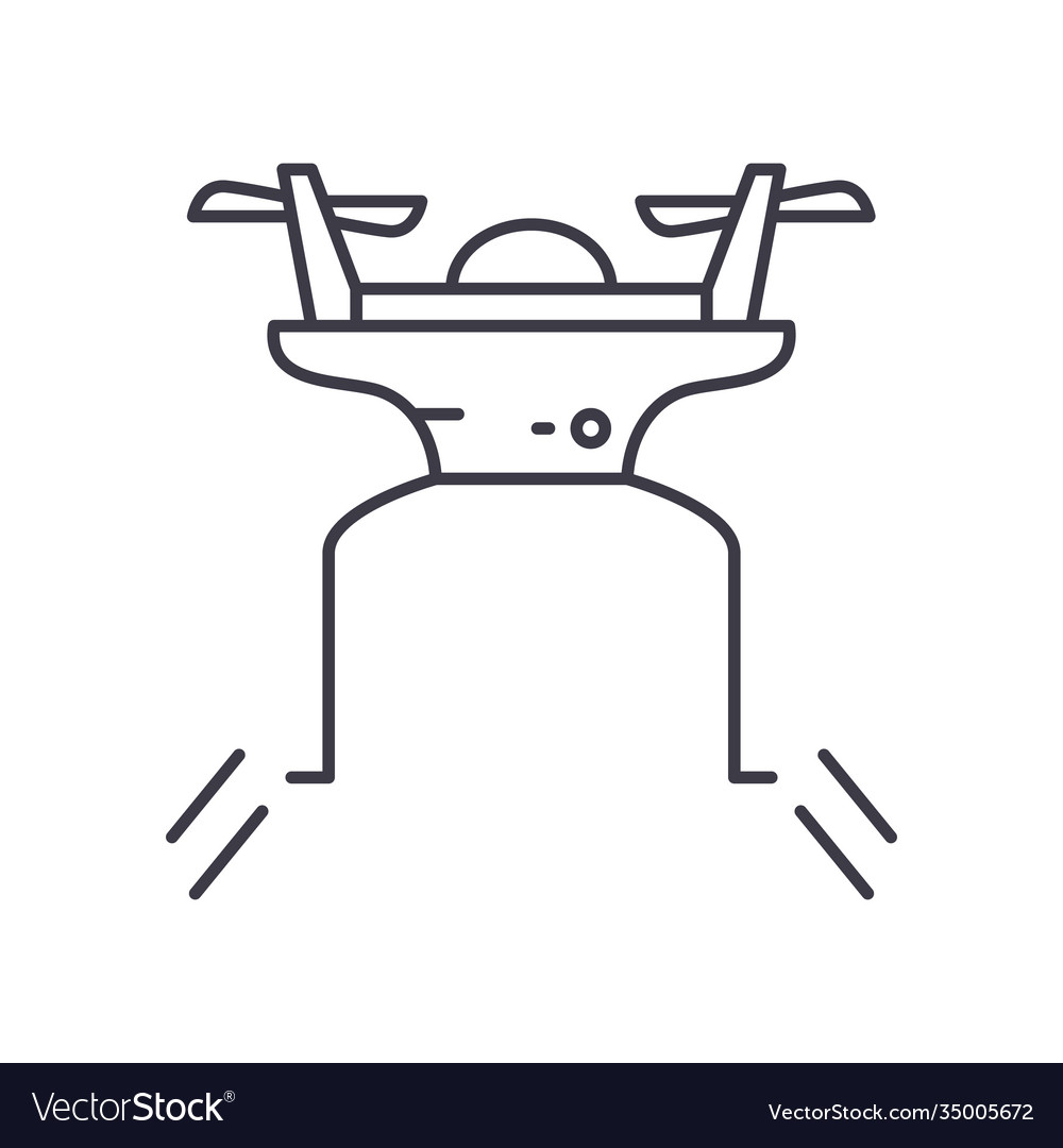 Drone flight icon linear isolated vector image Drone flight icon linear isolated