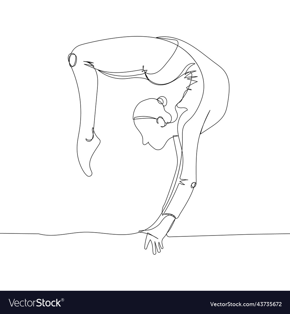 Gymnast doing an exercise on uneven bars bridge