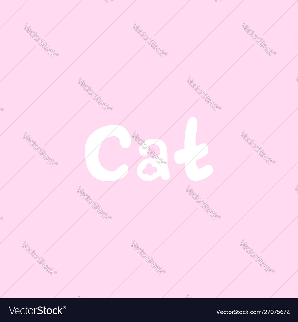 Hand-drawn flat cat lettering logo with a paw