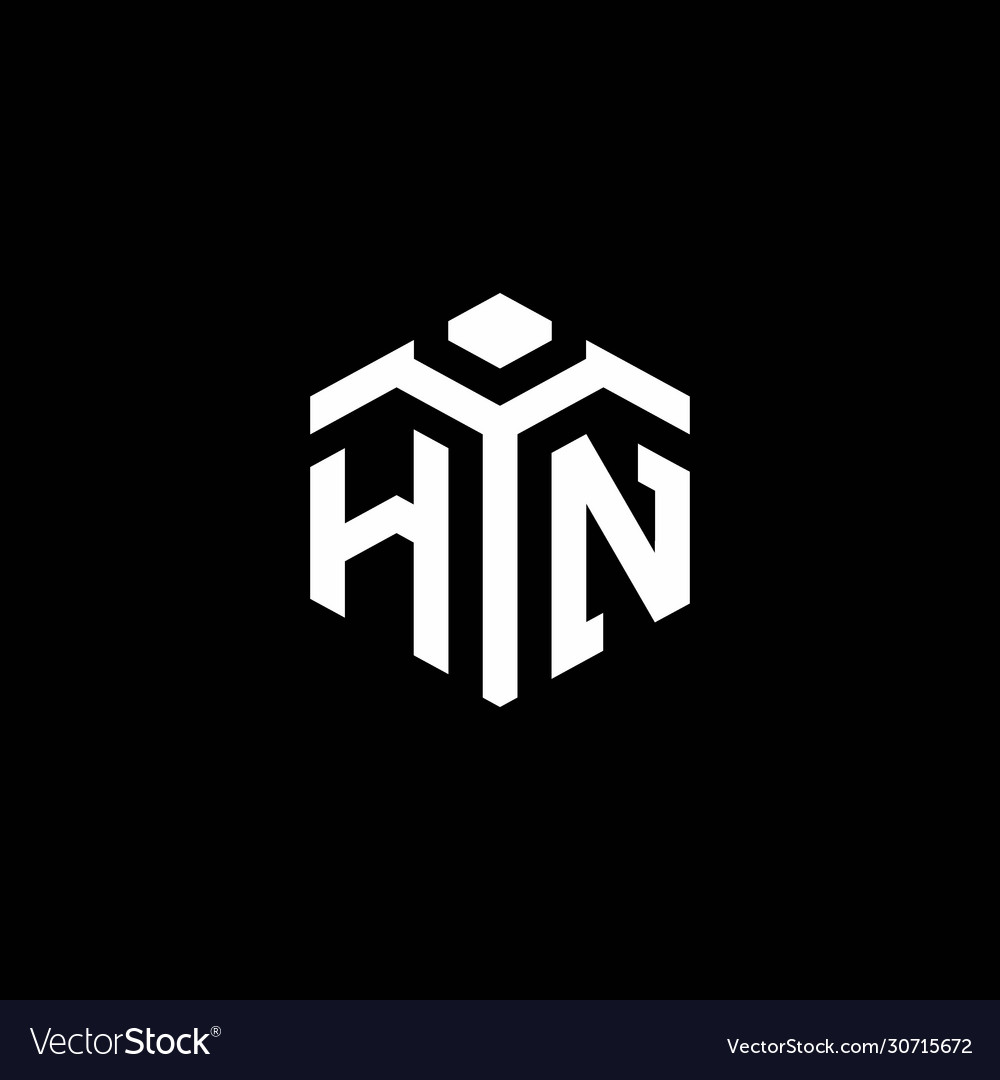 Hn monogram logo with abstract hexagon style Vector Image Hn monogram logo with abstract hexagon style