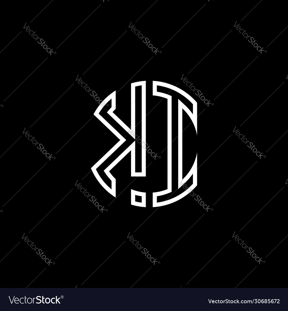 Ki monogram logo circle ribbon style outline