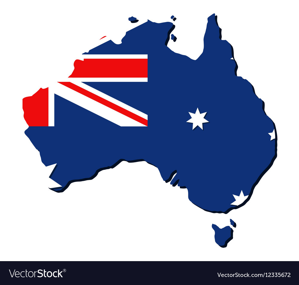 Map of australia with flag