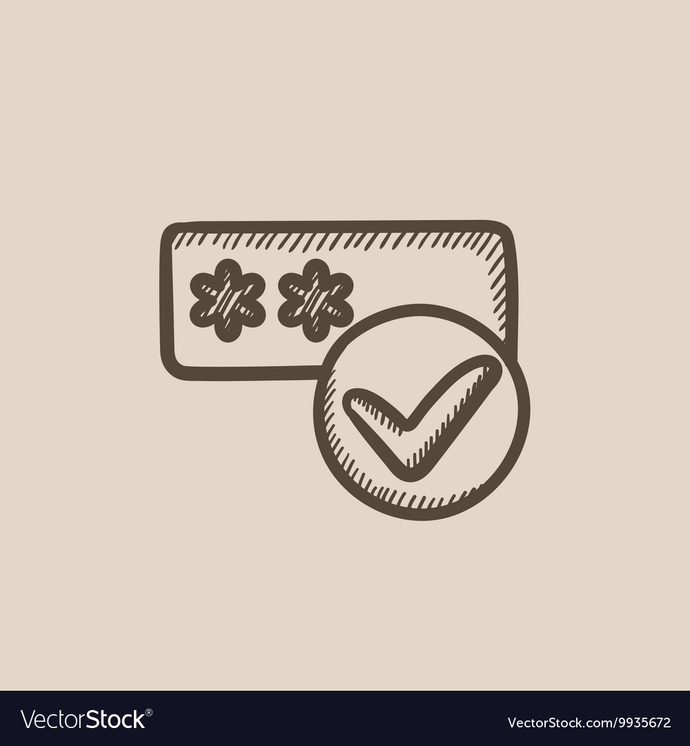 Password with check mark sketch icon