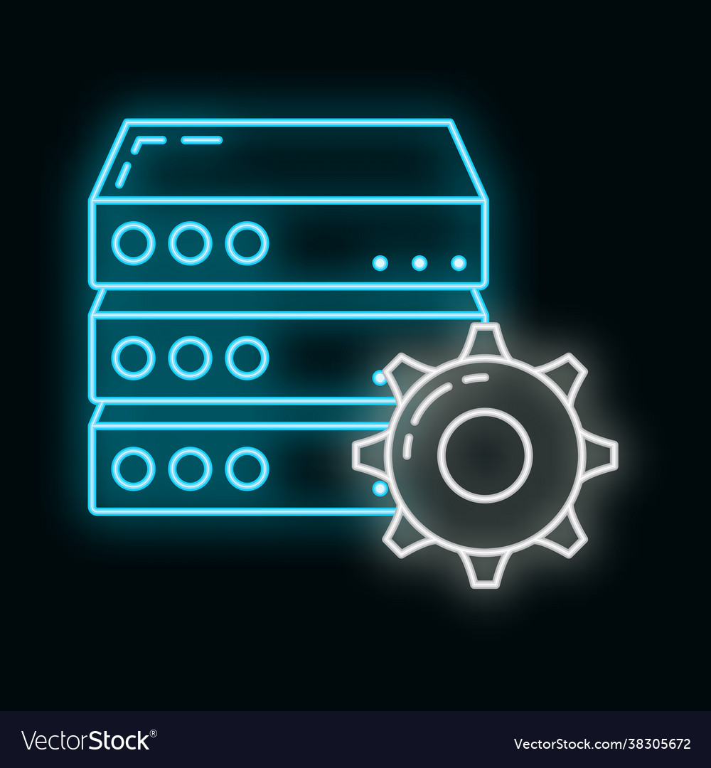 Remote computer server data cloud icon glow neon