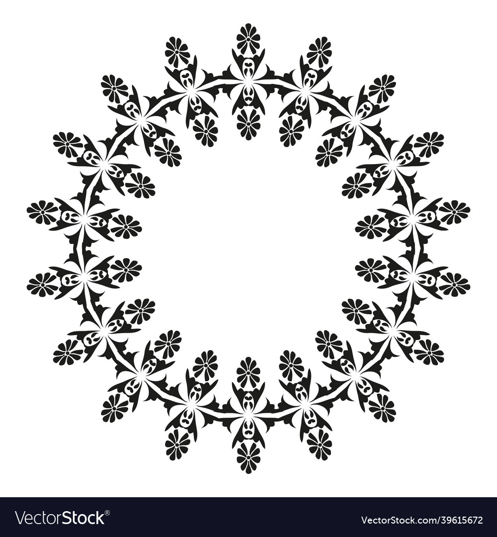 Round patterned border damask pattern vector image Round patterned border damask pattern