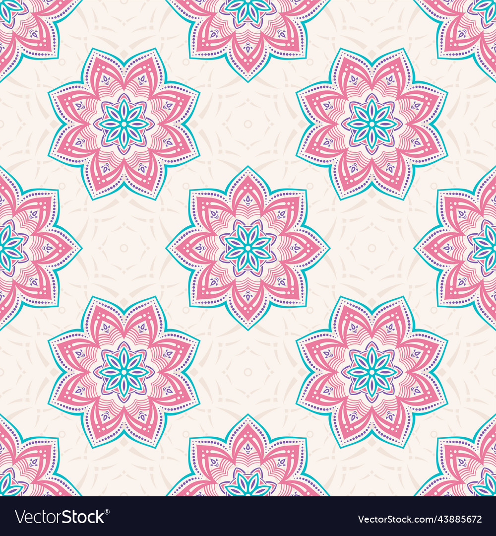 Seamless color pattern with mandala abstract vector image Seamless color pattern with mandala abstract
