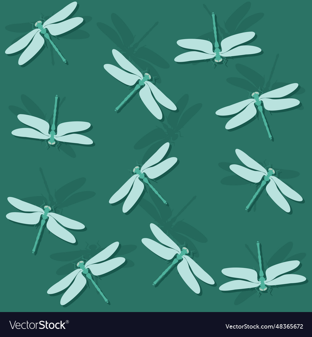 Seamless pattern background with dragonfly insect