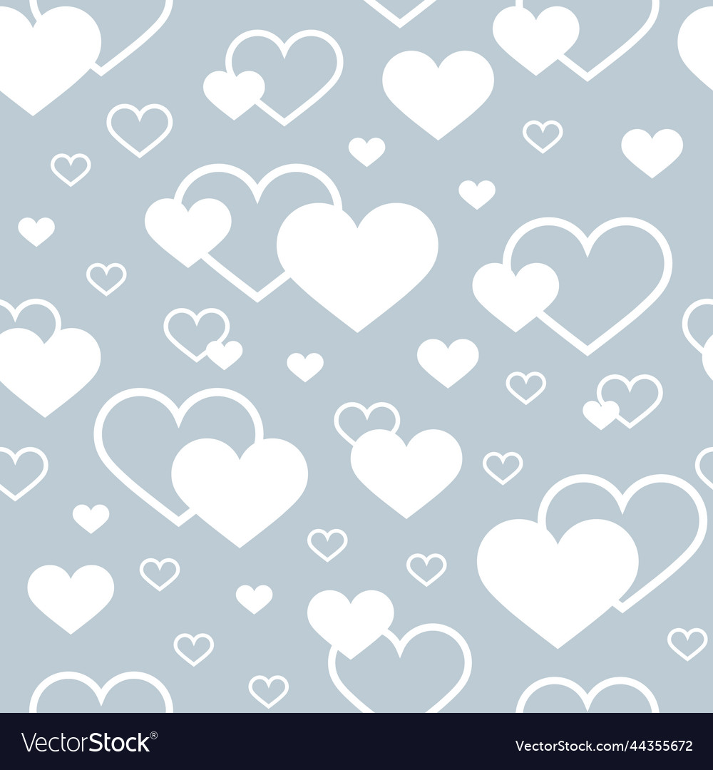 Seamless pattern white hearts and outlines