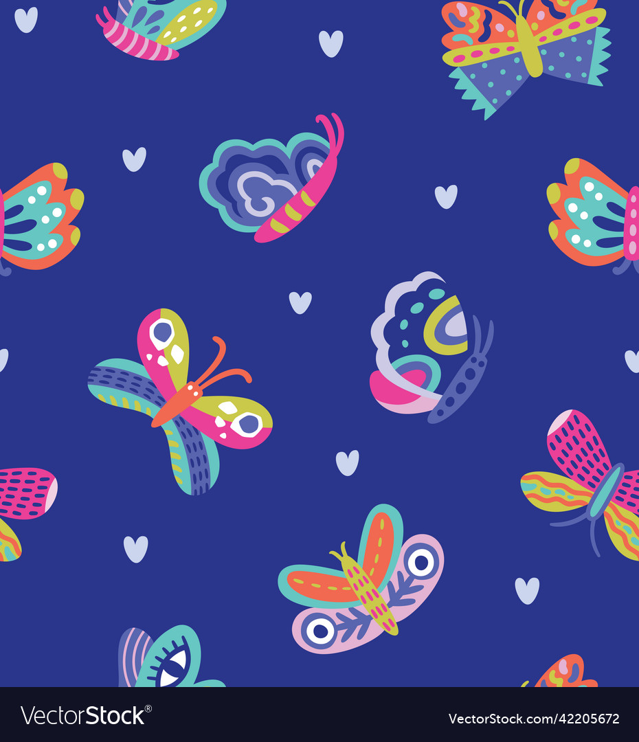 Seamless pattern with butterflies and moths vector image Seamless pattern with butterflies and moths