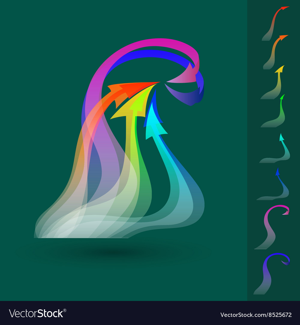 Set of colorful twisted arrows Royalty Free Vector Image