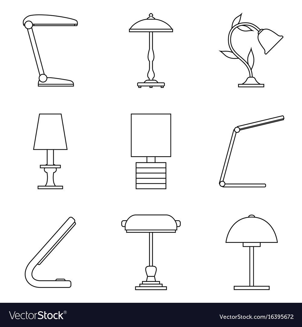 Set of table lamp icon