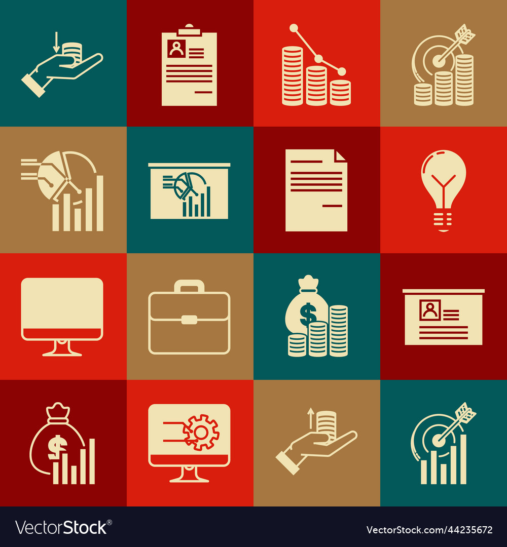 Set target with graph chart board resume light vector image Set target with graph chart board resume light