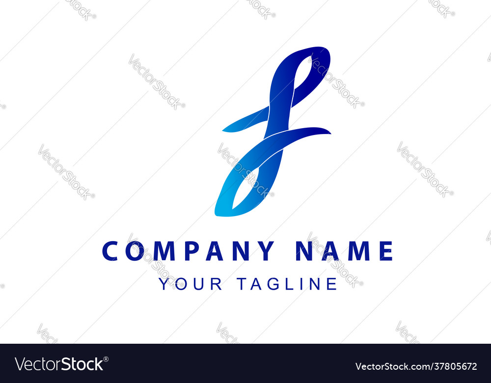 Simple hand draw sketch gradient blue logo script vector image Simple hand draw sketch gradient blue logo script