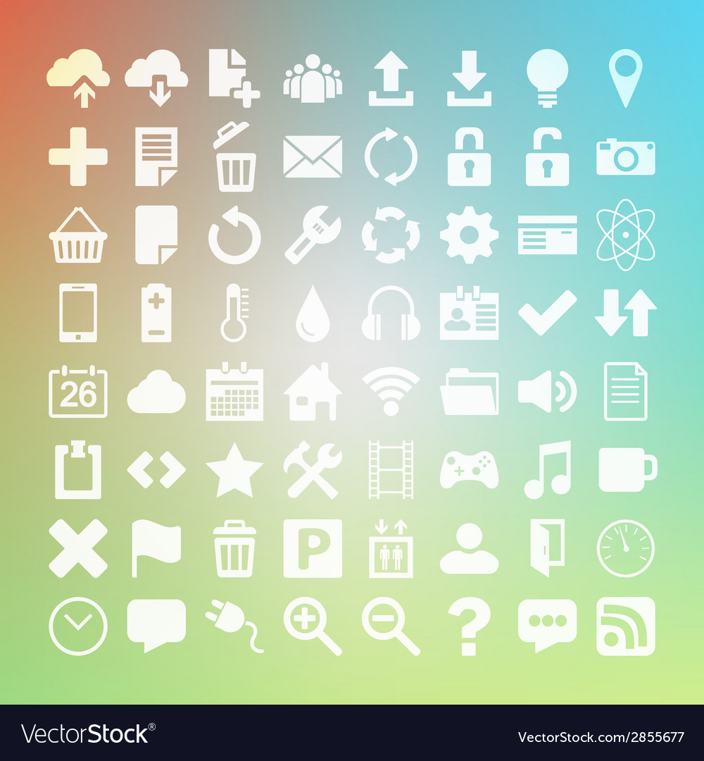 64 Universal Flat Icon Set For Web Desighers Ui Vector Image