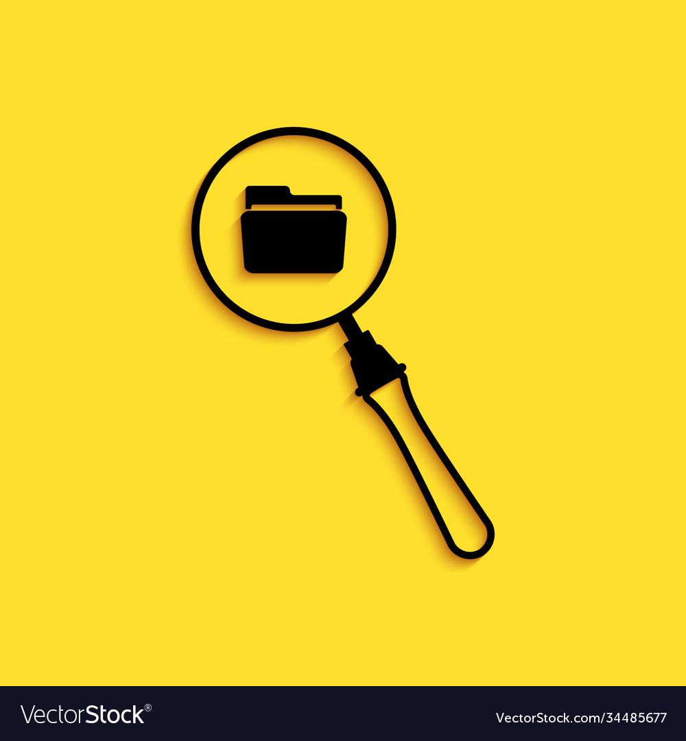 Black search concept with folder icon isolated