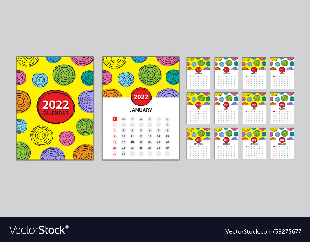 Desk calendar 2022 template set