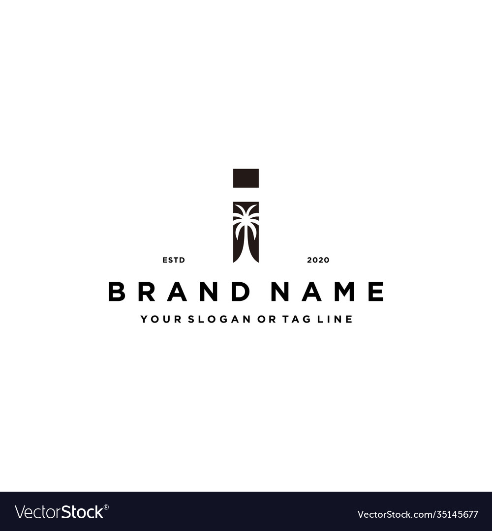 Letter i palm logo design concept