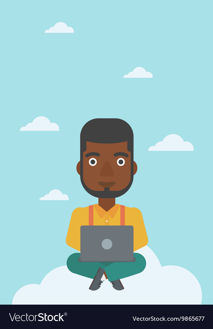 Man using cloud computing technology