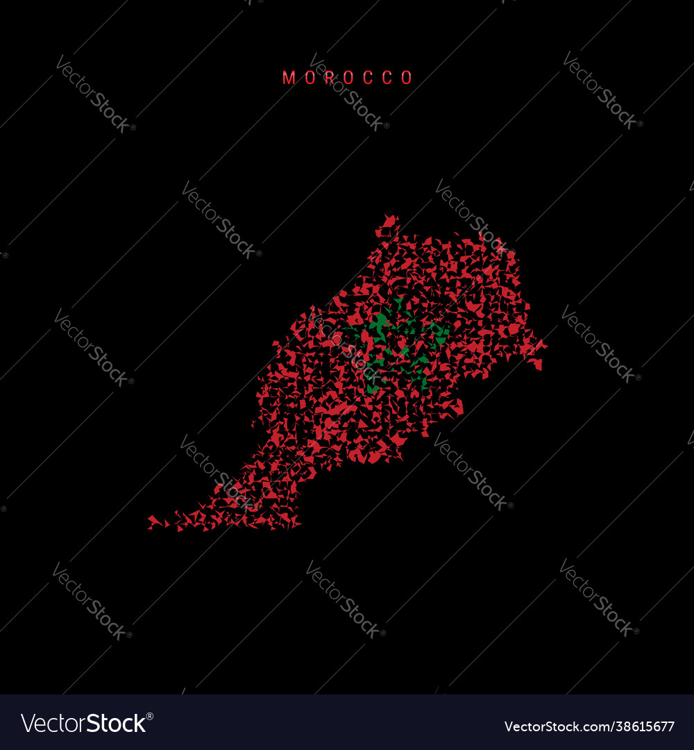 Morocco flag map chaotic particles pattern vector image Morocco flag map chaotic particles pattern