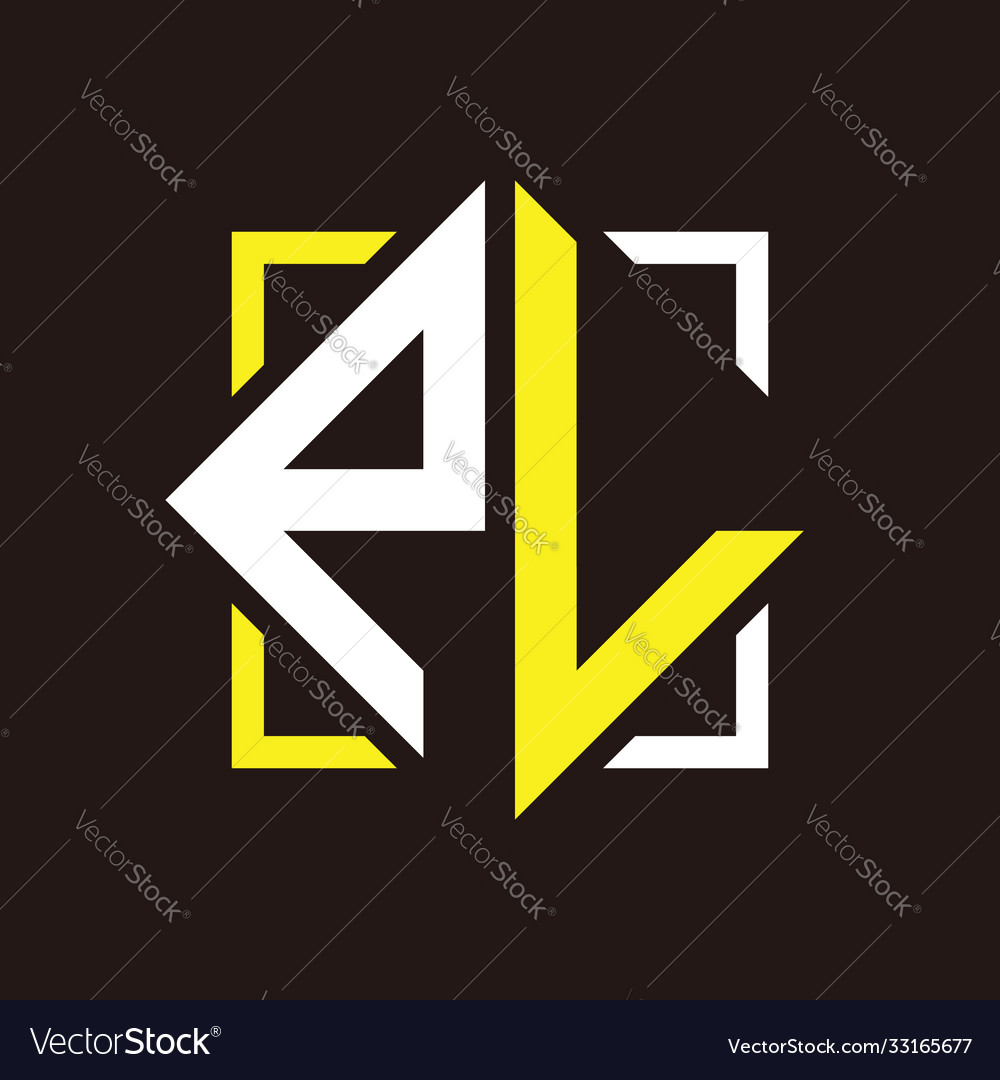 P l initials quadrangle monogram with square Vector Image P l initials quadrangle monogram with square