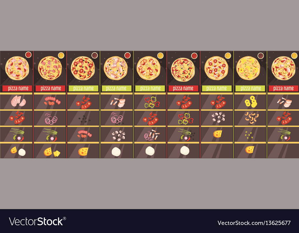 Pizza cartoon style menu template Royalty Free Vector Image